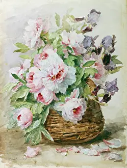 Lemaire: Irises and Paeonies in a Basket