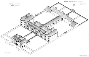 Blueprint: Irish 800-pauper workhouse, perspective view
