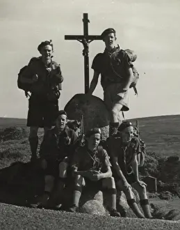 Wayside: Irish Scouts at a wayside cross