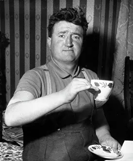 Behan: Irish writer Brendan Behan having a cup of tea