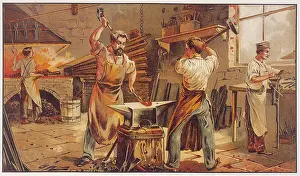 Hammering: An Iron Foundry - 19th century