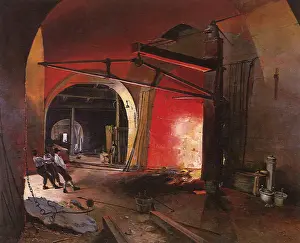 Ironworkers: Three Ironworkers work a large forge