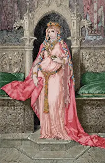 Legendary: Iseult of Ireland. Engraving. Colored
