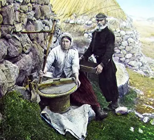 Crofter: Isle of Skye - grinding corn - Victorian period