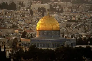 Moriah: Isral. Old City of Jerusalem. Temple Mount. View of Dome of