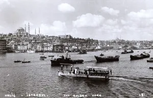 Ferryboat: Istanbul, Turkey - over Bosphorus toward Suleimaniye Mosque