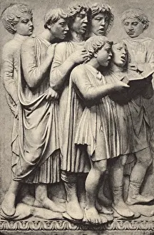 Choirboys: Italian Bas relief of a group of singing Boys