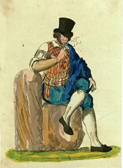 Tights: Italian man seated, smoking a pipe
