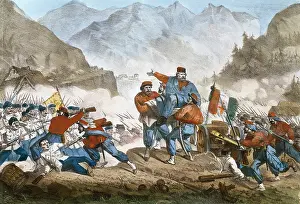 Lithographs: Italian unification. Battle of Bezzeca (July
