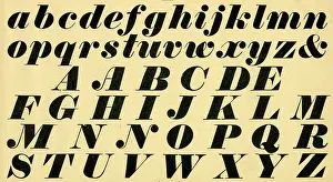 Typography: Italic alphabet, upper and lower case A-Z
