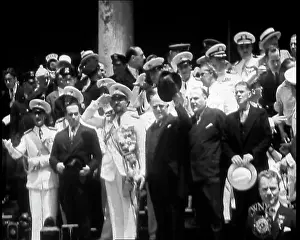 Balbo: Italo Balbo Standing With a Large Crowd