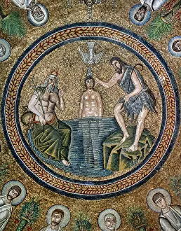Baptism: Italy. Ravenna. Arian Baptistry. Mosaic. Baptism of Jesus. 6