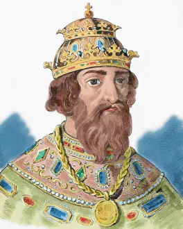 Terrible: Ivan the Terrible (1530-1584). Portrait. Engraving. Colored