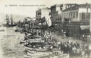 Izmir, Turkey - Quayside dressed with flags