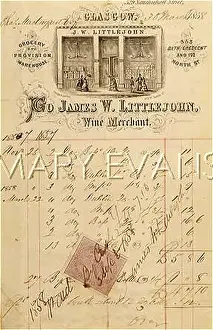Threepence: J. LITTLEJOHN, WINE BILL