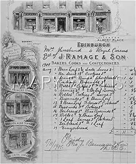 Receipts: J. RAMAGE, EDINBURGH