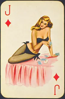 Sensual: Jack of Diamonds playing card with blonde pinup