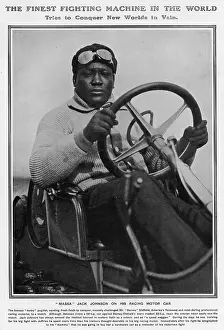 Pugilist: Jack Johnson on his racing motor car