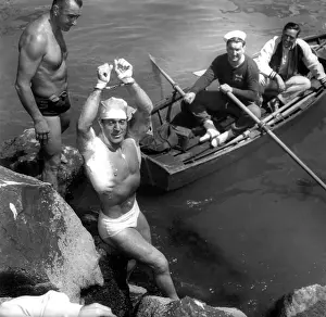 Lalanne: Jack Lalanne after handcuffed swim from ?