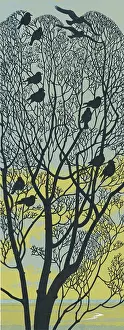 Linocut: The Jackdaw Tree