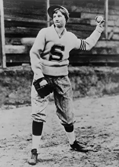 Pitching: Jackie Mitchell, female pitcher, struck out Babe