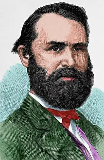 Ohio: Jacob Dolson Cox, Jr. (1828-1900). Engraving. Colored