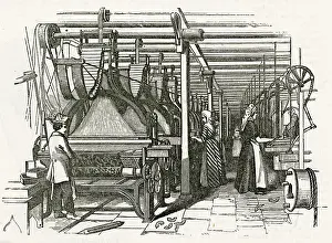 Weavers: Jacquard Looms in operation for figured weaving