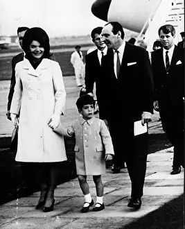 Harlech: Jacqueline Kennedy and son arrive in London