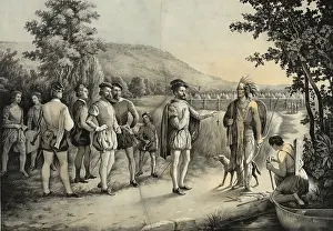 C1850: Jacques Cartier, his first interview with the Indians at Hoc