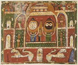 Orissa: Jagannatha Triad in the shrine at Puri