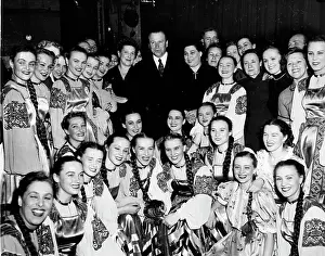Stoll: Jakob Malik, Soviet Ambassador, with dancers, Stoll Theatre
