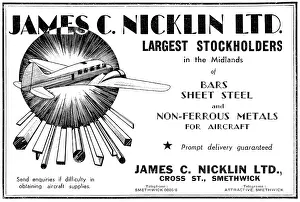 Smethwick: James C.Nicklin & Co. Smethwick. Aeroplane Steel Sheets