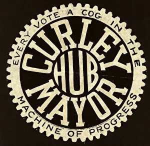 Curley: James Michael Curley, design for a button for