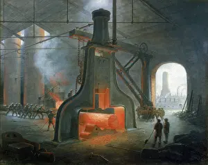 Foundry: James Nasmyth's steam hammer erected in his foundry