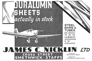 Smethwick: James Nicklin Ltd. Smethwick. Aeroplane Duralumin Sheets