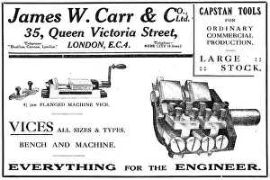 Vices: James W.Carr & Co - Vices & Capstan Tools. 1918 Advert