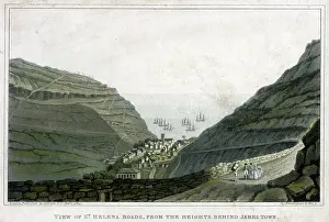 1824: Jamestown, St Helena, from the heights behind the town