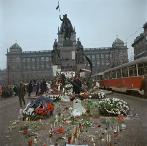 Normalization: Jan Palach - last respects - candles - flowers