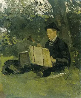 Plein: Jan Verkade Painting under a Tree at Hattem