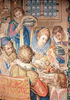 Binge: January, detail from a tapestry of the months series by Hans