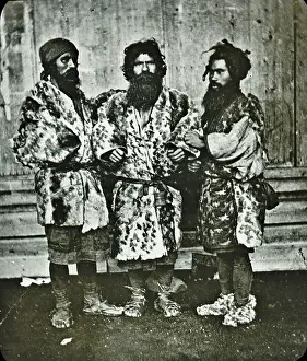 Ainu: Japan - A group of three Ainos, the aborigines