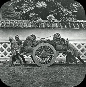 Coolies: Japan - A Handcart and coolies