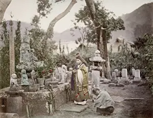 Japan - priests in a graveyard