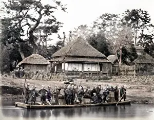 Meiji: Japan river ferry boat, c.1870