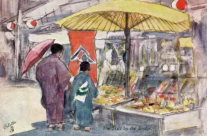 Menpes: Japan - The Stall by the Bridge