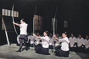Archery: Three Japanese archery students