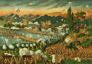 Printmaking: The Japanese army defeated the German-Austrian
