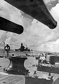Launching: Japanese battleship during a maneuver, 1941