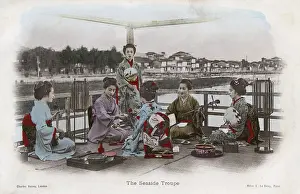 Shamisen: Japanese Geisha Ensemble with Musical Instruments