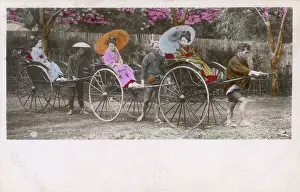 Courtesans: Three Japanese Geisha in Rickshaws